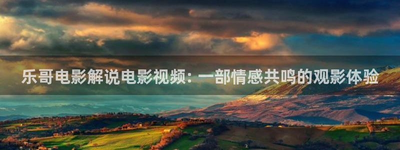 慧漫天堂：乐哥电影解说电影视频: 一部情感共鸣的观影体验